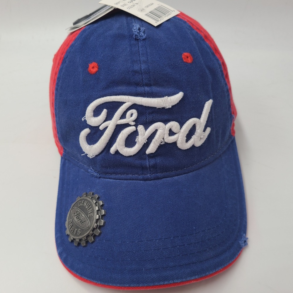 Ford Hat Snapback Blue Red White Bottle Opener Distressed Logo Casual Cotton Men